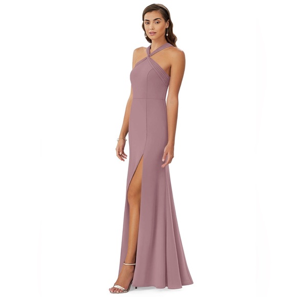 Azazie “Rue” A-Line Pleated Chiffon Floor-Length Gown - Picture 1 of 6